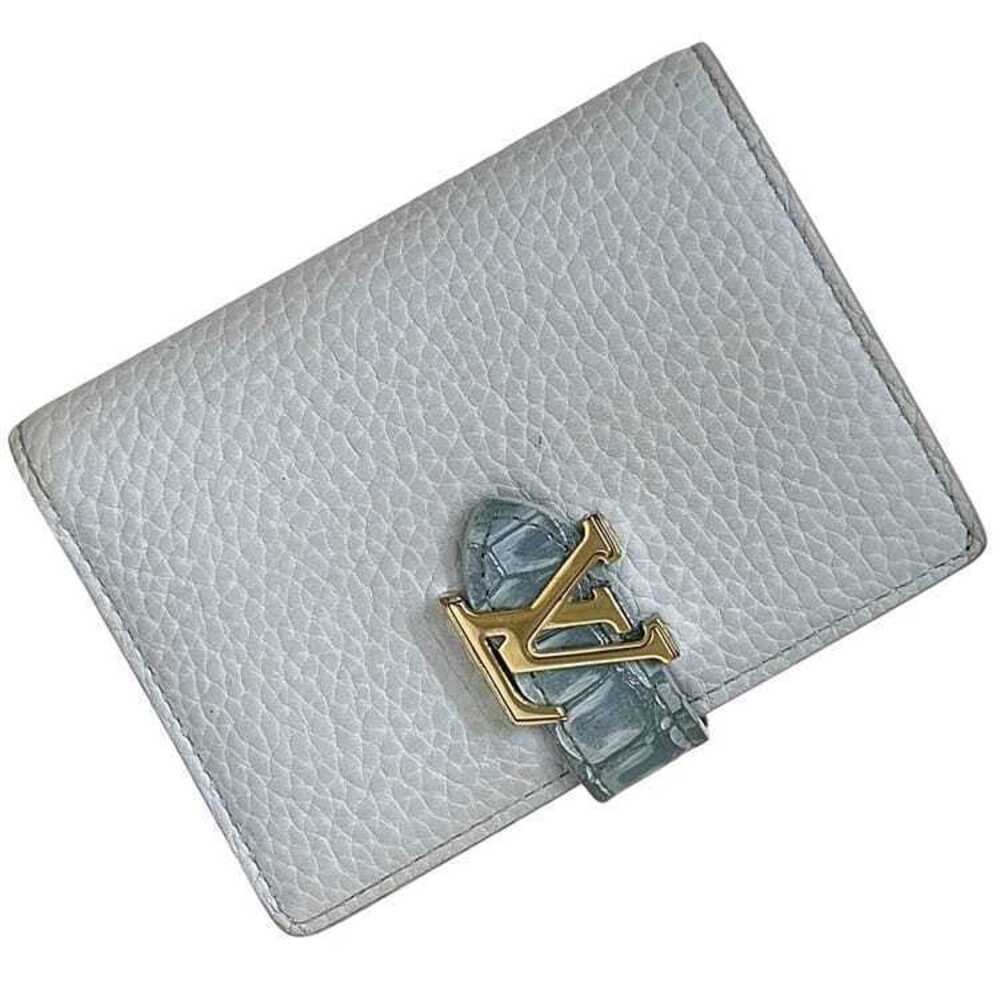 Louis Vuitton Bifold Wallet Vertical Compact Taurillon Leather Crocodile Blue